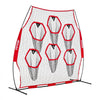 VEVOR 8 x 8 ft Football Trainer Throwing Net, Training Throwing Target Practice Net with 6 Target Pockets, Knotless Net Includes Straps and Portable Carry Case, Improve QB Throwing Accuracy, Red