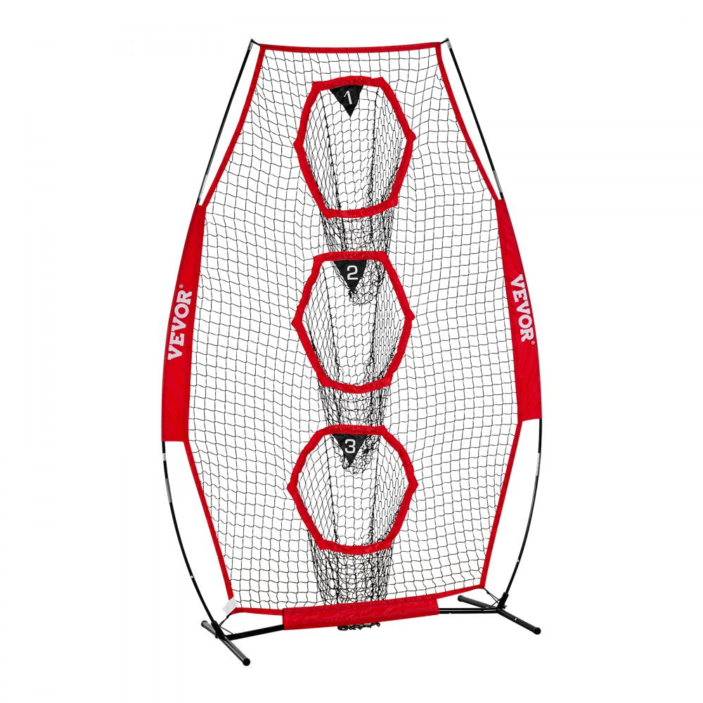 VEVOR 8 x 4 inch Football Trainer Throwing Net, Training Throwing Target Practice Net with 5 Target Pockets, Knotless Net Includes Straps and Portable Carry Case, Improve QB Throwing Accuracy, Red
