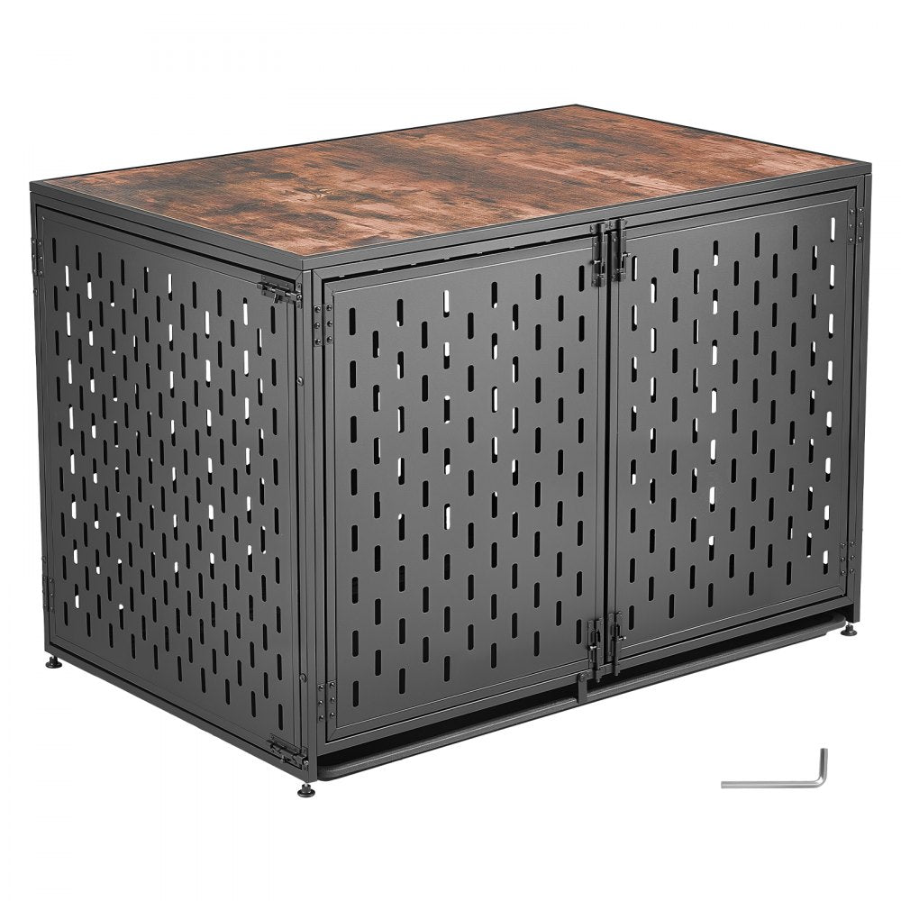 VEVOR Dog Crate Furniture, 42 Inch Heavy Duty Dog Kennel Furniture Indoor for Small & Medium Dogs, Steel Decorative Pet Cage House End Table with 3 Doors, Detachable Tray & Escape-Proof Locks, Black