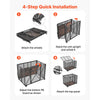 VEVOR 38 Inch Heavy Duty Dog Crate, Max Load 250 lbs, Foldable Indestructible Escape-Proof Dog Kennel Indoor for High Anxiety Small & Medium Breeds, Steel Pet Cage with Double Doors & Lockable Wheels