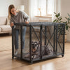 VEVOR 38 Inch Heavy Duty Dog Crate, Max Load 250 lbs, Foldable Indestructible Escape-Proof Dog Kennel Indoor for High Anxiety Small & Medium Breeds, Steel Pet Cage with Double Doors & Lockable Wheels