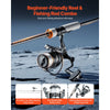 VEVOR Rod and Fishing Reel Combo, IM6 Fiberglass & Carbon Fiber Spinning Rod and Reel Combo, Bass Fishing Pole with 6.5 ft Two-Piece Rods, 6+1 Ball Bearings, Stainless Steel Guides with Ceramic Rings