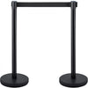VEVOR Crowd Control Stanchion, Set of 4 Pieces Stanchion Set, Stanchion Set with 6.6 ft/2 m Black Retractable Belt, Black Crowd Control Barrier with Concrete and Metal Base – Easy Connect Assembly