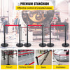 VEVOR Crowd Control Stanchion, Set of 6 Pieces Stanchion Set, Stanchion Set with 6.6 ft/2 m Red Retractable Belt, Crowd Control Barrier with Rubber Base – Easy Connect Assembly for Crowd Control (Blac