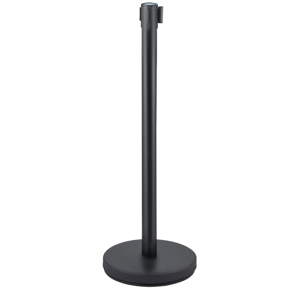 VEVOR Crowd Control Stanchion, Set of 6 Pieces Stanchion Set, Stanchion Set with 6.6 ft/2 m Red Retractable Belt, Crowd Control Barrier with Rubber Base – Easy Connect Assembly for Crowd Control (Blac