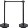 VEVOR Crowd Control Stanchion, Set of 6 Pieces Stanchion Set, Stanchion Set with 6.6 ft/2 m Red Retractable Belt, Crowd Control Barrier with Rubber Base – Easy Connect Assembly for Crowd Control (Blac