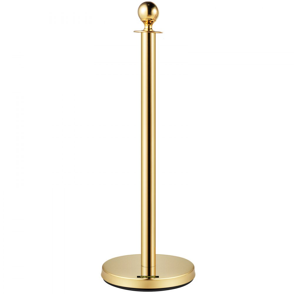 VEVOR 4PCS Gold Stanchion Posts Queue, 38 Inch Red Velvet Rope, Crowd Control Barriers Queue Line Rope, Barriers for Party Supplies