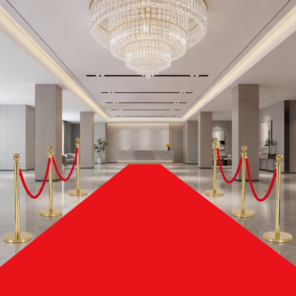 VEVOR 4 Pcs Red Velvet Stanchion Ropes, 5 ft Crowd Control Stanchion Red Velvet Ropes with Gold Hooks, Post Queue Barrier Carpet Rope for Carpet Events Movie Theaters Grand Openings Hotels Party