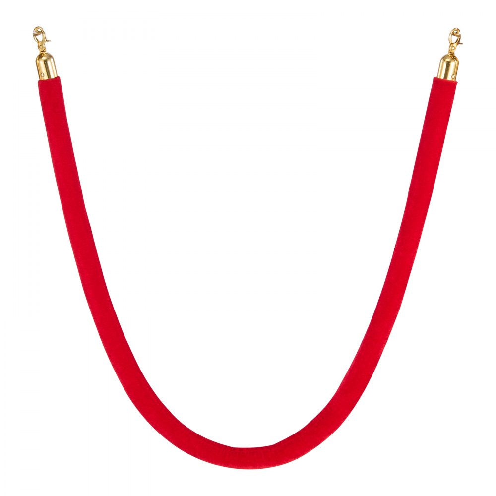 VEVOR 4 Pcs Red Velvet Stanchion Ropes, 5 ft Crowd Control Stanchion Red Velvet Ropes with Gold Hooks, Post Queue Barrier Carpet Rope for Carpet Events Movie Theaters Grand Openings Hotels Party