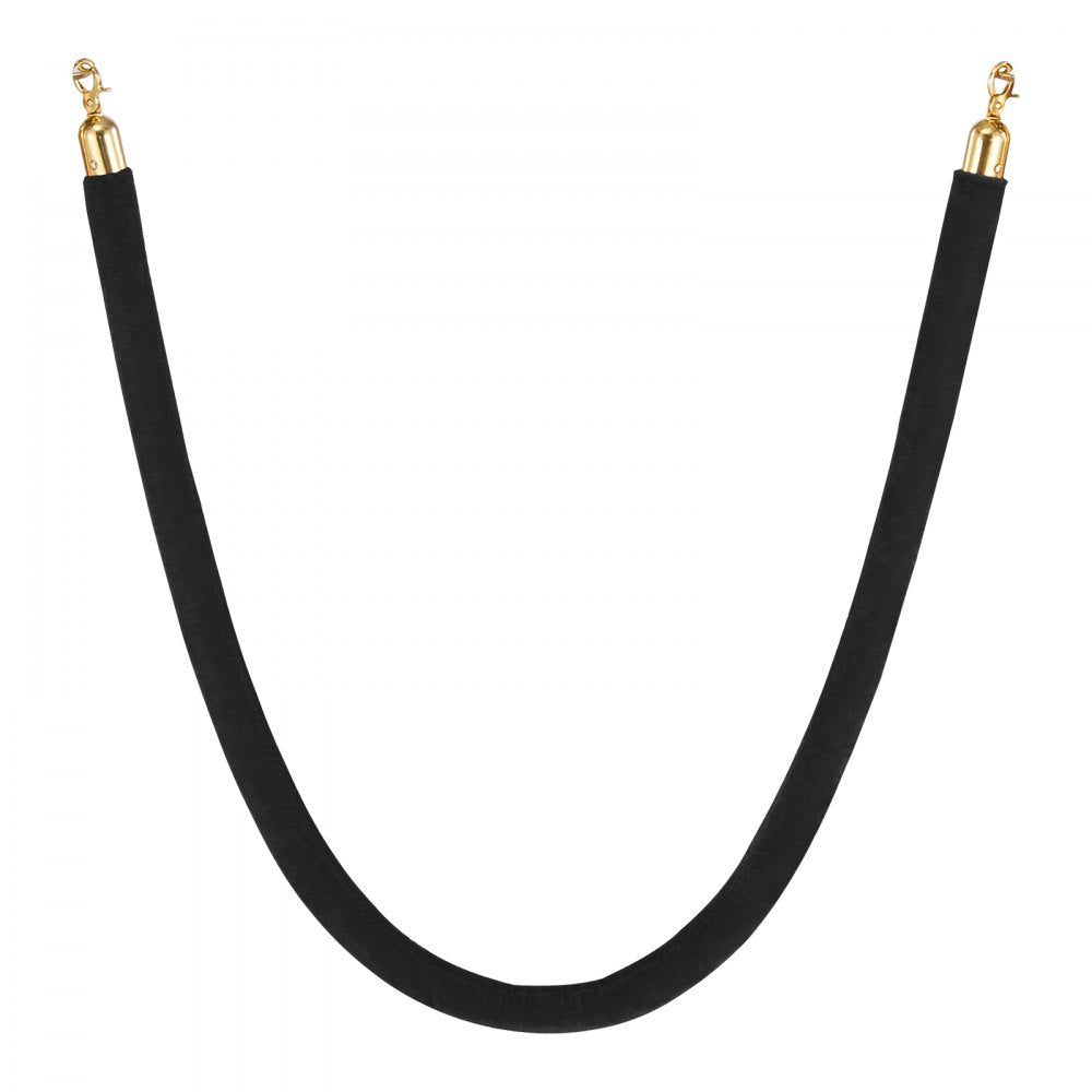 VEVOR 4 Pcs Black Velvet Stanchion Ropes, 5 ft Crowd Control Stanchion Black Velvet Ropes with Gold Hooks, Post Queue Barrier Carpet Rope for Carpet Events Movie Theaters Grand Openings Hotels Party