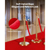 VEVOR 2 Pcs Red Velvet Stanchion Ropes, 5 ft Crowd Control Stanchion Red Velvet Ropes with Silver Hooks, Post Queue Barrier Carpet Rope for Carpet Events Movie Theaters Grand Openings Hotels Party