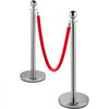 VEVOR 4PCS Stainless Steel Stanchion Posts Queue, Red Velvet Ropes Silver Post, 5FT Rope Barriers Queue Line Crowd Control Barriers for Party Supplies