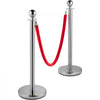 VEVOR 4PCS Stainless Steel Stanchion Posts Queue, Red Velvet Ropes Silver Post, 5FT Rope Barriers Queue Line Crowd Control Barriers for Party Supplies