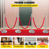 VEVOR Crowd Control Stanchion, Set of 4 Pieces Silver Stanchion Set, Stanchion Set with 5 ft/1.5 m Red Velvet Rope, Crowd Control Barrier