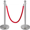 VEVOR Crowd Control Stanchion, Set of 4 Pieces Silver Stanchion Set, Stanchion Set with 5 ft/1.5 m Red Velvet Rope, Crowd Control Barrier