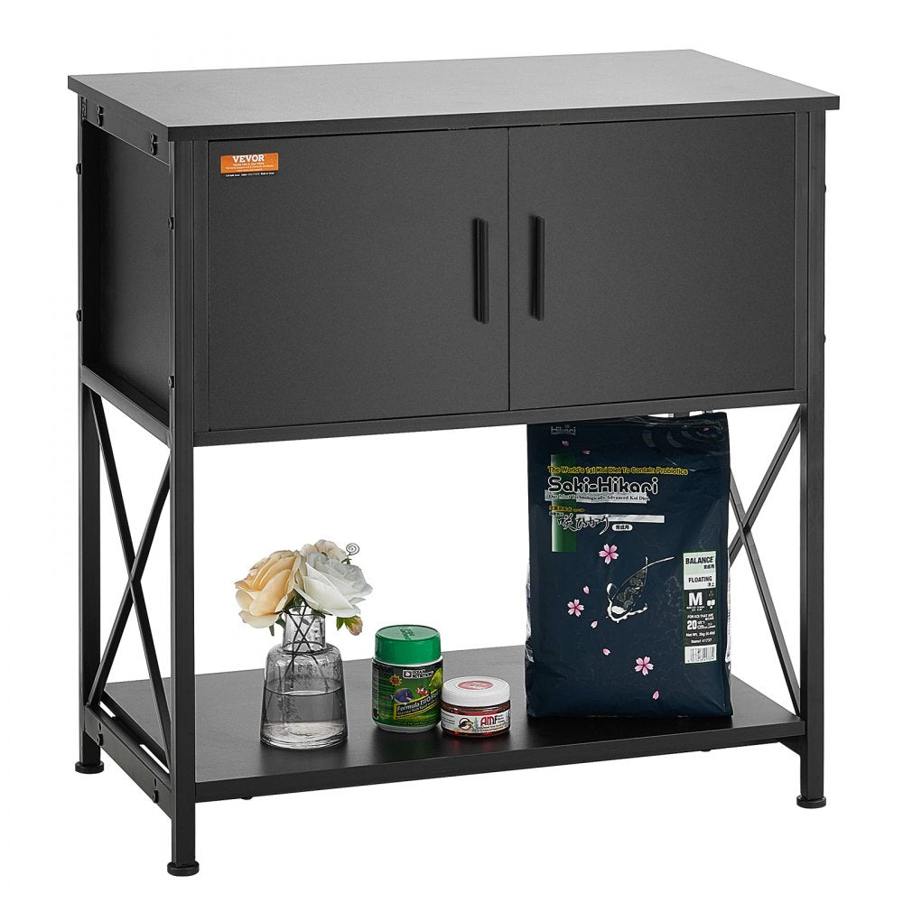 VEVOR Aquarium Stand, 29 Gallon Fish Tank Stand, 28.7 x 16.5 x 30 in Steel and MDF Turtle Tank Stand, 242.5 lbs Load Capacity, Reptile Tank Stand with Storage Cabinet and Embedded Power Panel, Black