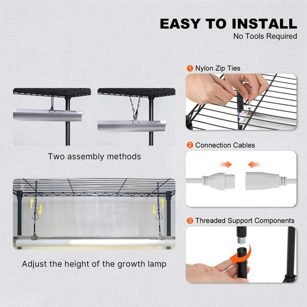 VEVOR Plant Stand with Grow Light, 4 Tiers Plant Shelf with 3000K 180W LED Full Spectrum Light for Indoor Plants, Grow Light Shelf with Timer for Seed Starting 35.4" L  x 13.8" W x 59.1" H