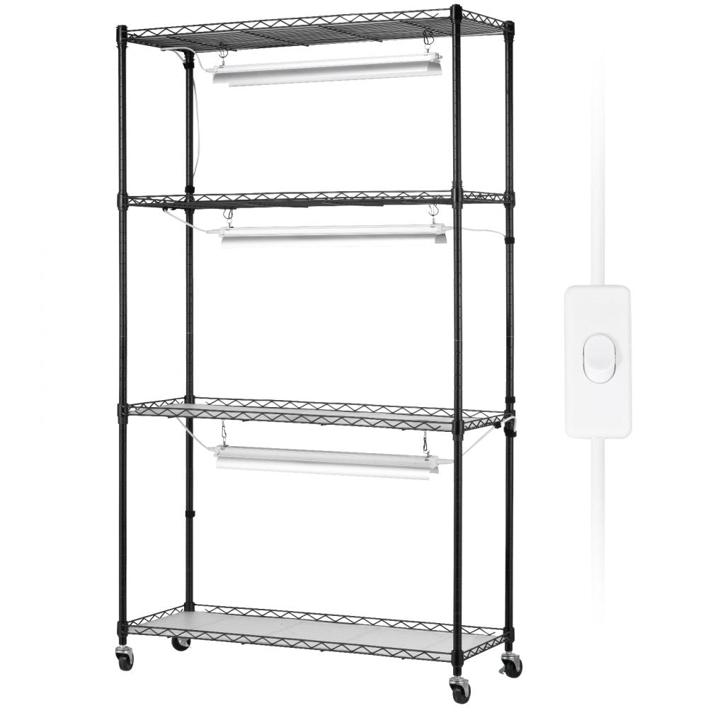 VEVOR Plant Stand with Grow Light, 4 Tier Plant Shelf with 90W Grow Light for Indoor Plants, Grow Light Shelf Full Spectrum Lights Adjustable Metal Plant Stand for Seed Starting