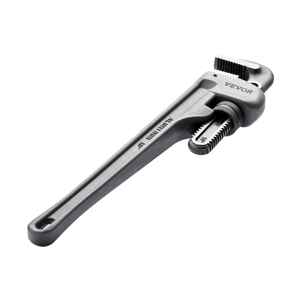 VEVOR Pipe Wrench, 18" Aluminum Straight Pipe Wrench, Adjustable Plumbing Wrench, with High Strength Jaw and Ergonomic Handle, Easy to Carry, Hangable Design, for Water Pipes, Automotive Repairs