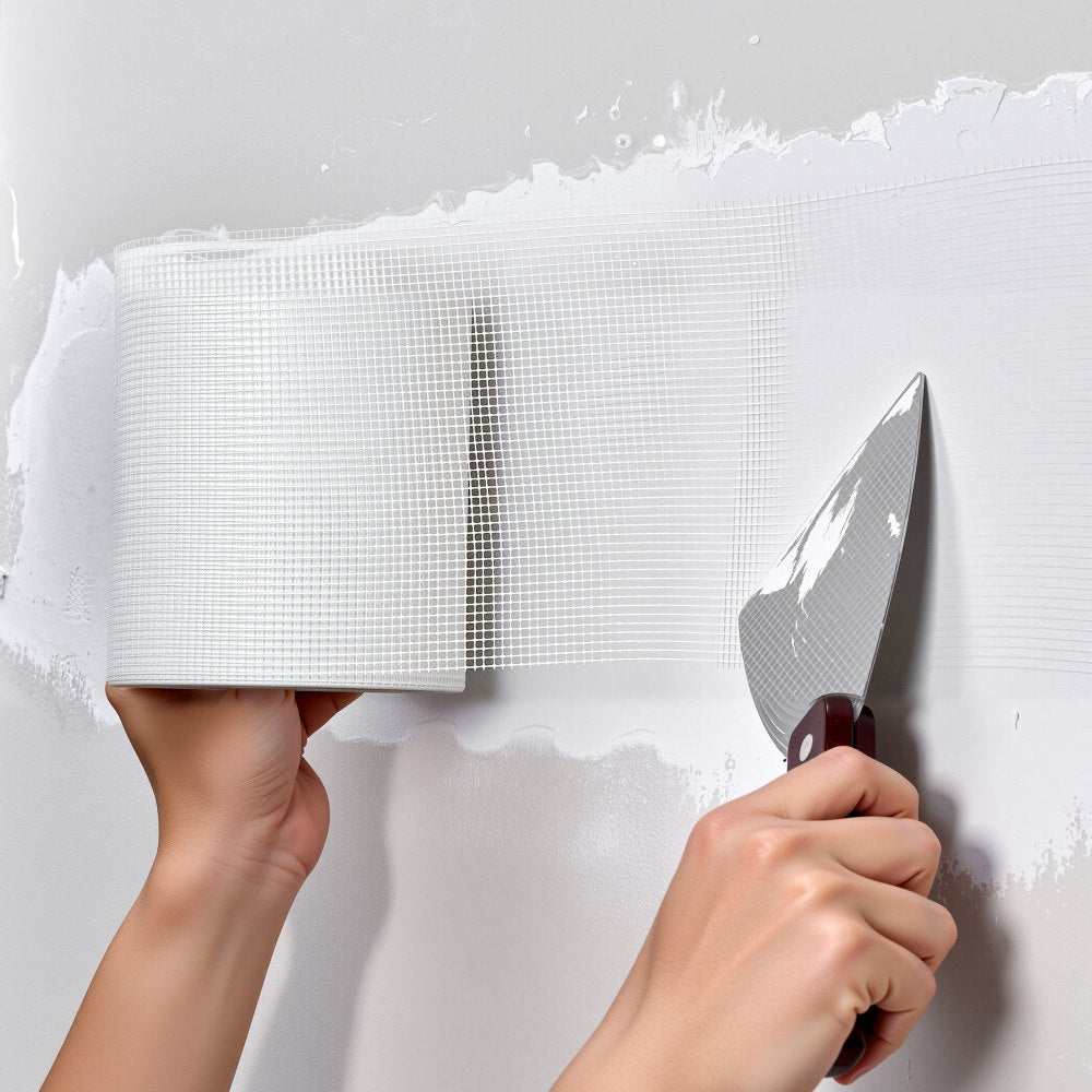VEVOR Drywall Mesh Tape, 5.91 inch W x 98.43 ft L Self-Adhesive Fiberglass Drywall Joint Tape, 12 Rolls Dry Wall Patch for Easy Sheetrock Ceiling Crack Repair, to Achieve Smooth Even Wall Surface