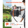 VEVOR Wall Mounted Garden Hose Reel, Holds 125 ft 5/8-inch Hose, Heavy-Duty Water Hose Winder, Space-Saving Design, Outdoor Manual Reel with Brass Fitting and Storage Basket for Yard Lawn