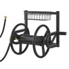 VEVOR Wall Mounted Garden Hose Reel, Holds 125 ft 5/8-inch Hose, Heavy-Duty Water Hose Winder, Space-Saving Design, Outdoor Manual Reel with Brass Fitting and Storage Basket for Yard Lawn