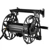 VEVOR Wall Mounted Garden Hose Reel, Holds 135 Feet of 5/8-inch Hose, Outdoor Heavy-Duty Waterhose Holder Winder, with Widened Top Tray, Aluminum Alloy Connector, Decorative Pattern, for Backyards