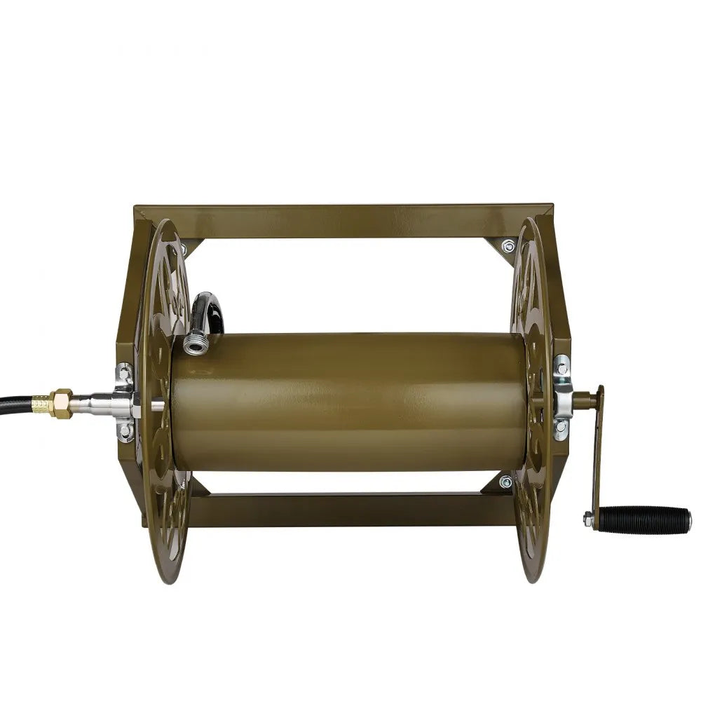 VEVOR Wall Mounted Garden Hose Reel, Holds 200 Feet of 5/8-inch Hose, Outdoor Heavy-Duty Waterhose Holder Winder, with Brass Connector, Decorative Pattern, Bronze Finish, for Backyards and Gardens