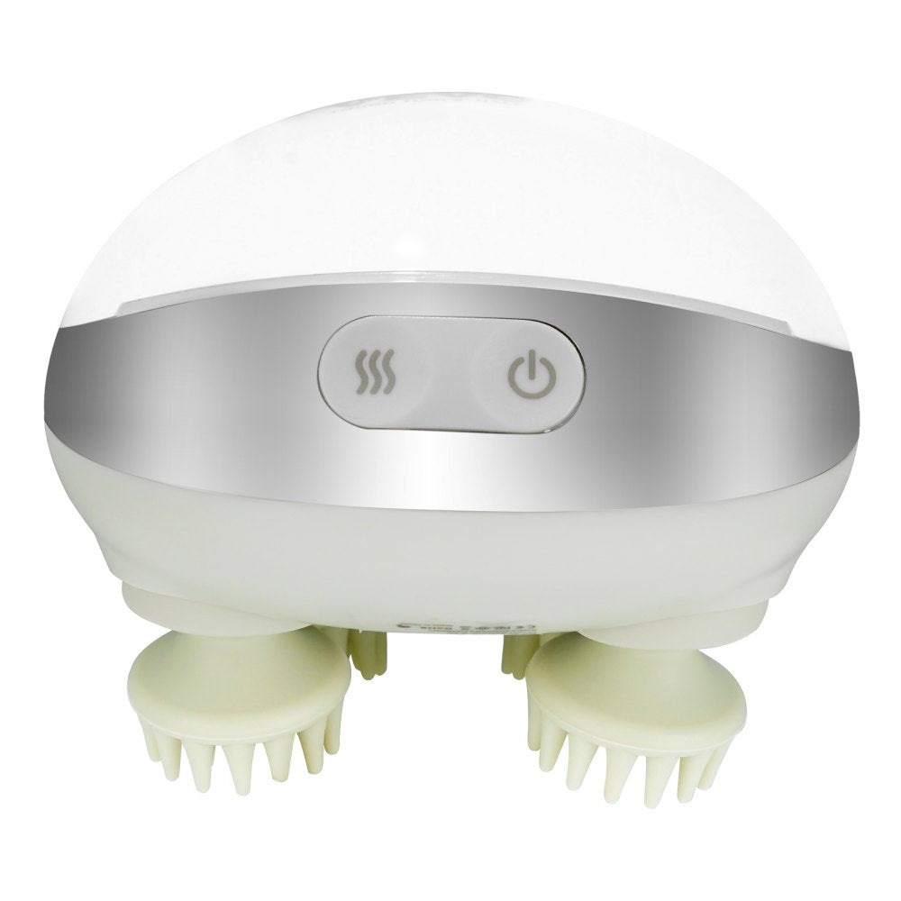 VEVOR Electric Scalp Massager with Heat, Rechargeable Heated Head Massager, IPX7 Waterproof | Portable Kneading Scalp Scratcher with 8 Removable Massage Head for Hair Growth, Deep Clean, Stress Relax
