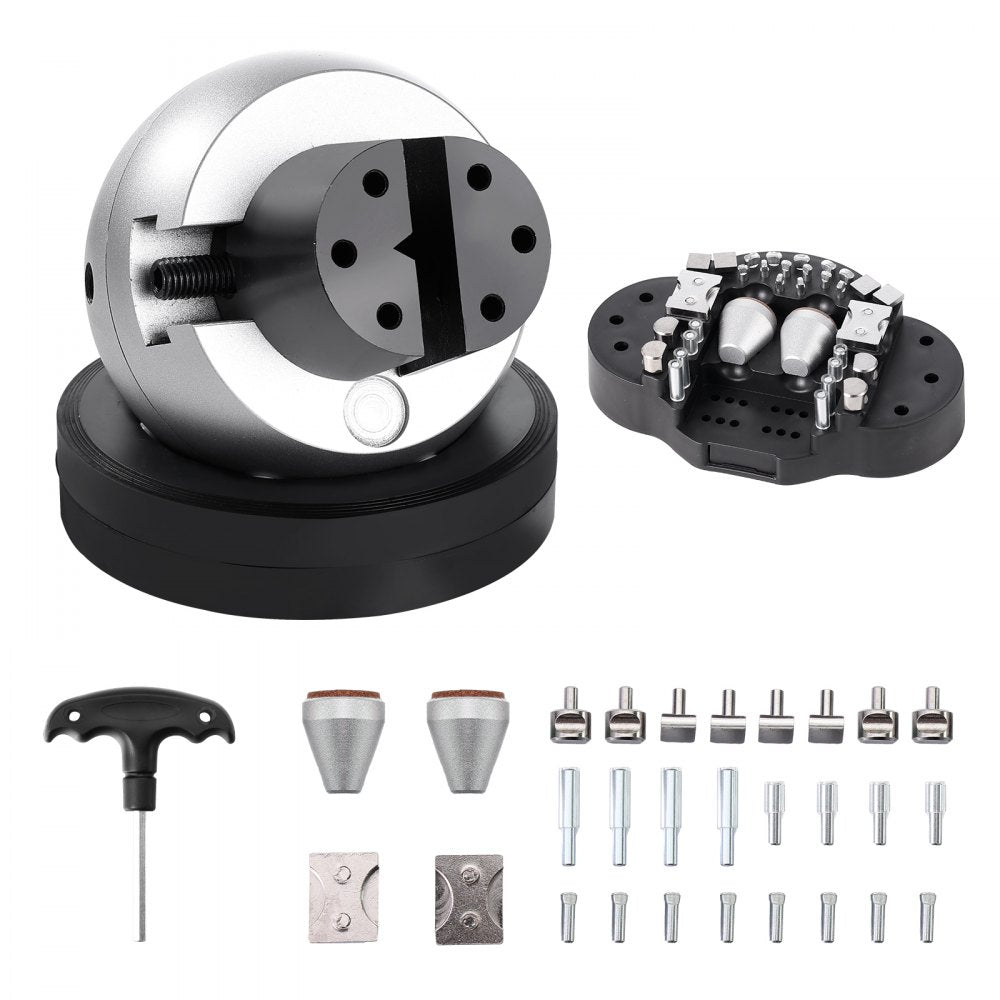 VEVOR Ball Vise, 5" Engraving Setting Tool, 360° Rotation Engraving Block Vise, 35 PCS Attachment Jewelry Engraving Block Tools Standard Block for Gemstone Inlay and Small-Scale Engraving