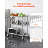 VEVOR Kitchen Utility Cart, 3 Tier Heavy Duty Adjustable Wire Storage Rack, Commercial Steel Rolling Service Trolley on Wheels, Work Table with Handle Bar, for Garage and Laundry Room, 35x17.8x40.9 in