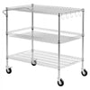 VEVOR Kitchen Utility Cart, 3 Tier Heavy Duty Adjustable Wire Storage Rack, Commercial Steel Rolling Service Trolley on Wheels, Work Table with Handle Bar, for Garage and Laundry Room, 40x25x40.9 in