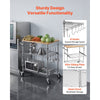 VEVOR Kitchen Utility Cart, 3 Tier Heavy Duty Adjustable Wire Storage Rack with Wood Tabletop and Handle Bar, Rolling Portable Service Trolley on Wheels, 661 lbs Steel Work Table, 30x18x36 in
