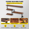 VEVOR Pipe Shelving, Industrial Floating Shelves with 4-Tier Solid Wood Planks, Modern Rustic Floating Shelves Wall Mounted, DIY Storage Bracket for Bookshelf, Kitchen, Bathroom, Home Decor, Brown