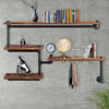 VEVOR Pipe Shelving, Industrial Floating Shelves with 4-Tier Solid Wood Planks, Modern Rustic Floating Shelves Wall Mounted, DIY Storage Bracket for Bookshelf, Kitchen, Bathroom, Home Decor, Brown