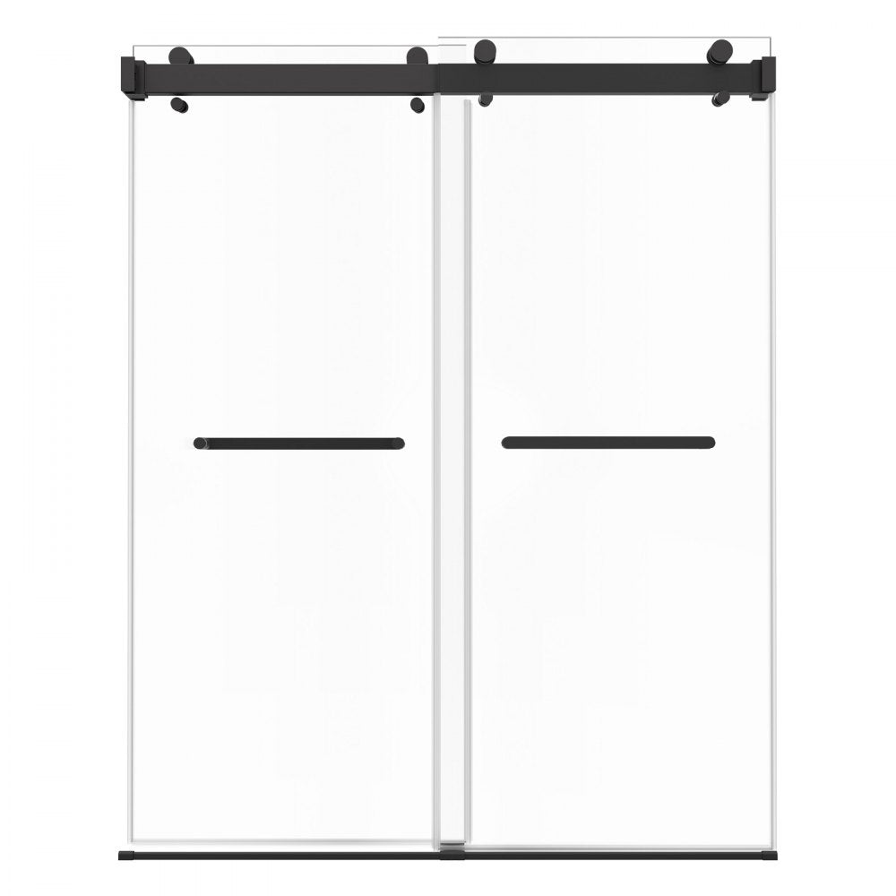 VEVOR Frameless Shower Door, 48" W x 76" H, Shower Sliding Glass Door with 3/8" (10 mm) Thick Clear Tempered Glass, Noiseless Shatterproof Nano Coating, with Rail, Seal Strip and Hardware Kit