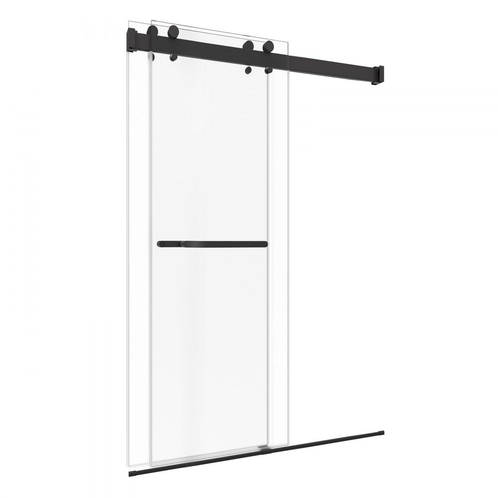 VEVOR Frameless Shower Door, 48" W x 76" H, Shower Sliding Glass Door with 3/8" (10 mm) Thick Clear Tempered Glass, Noiseless Shatterproof Nano Coating, with Rail, Seal Strip and Hardware Kit
