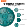 VEVOR Steel Tongue Drum, 12 in & 13 Notes, C Major Steel Drum for Outside Garden, with 2 Mallets & Carry Bag, Hand Pan Drum Percussion Instrument for Meditation Musical Education Yoga, Green