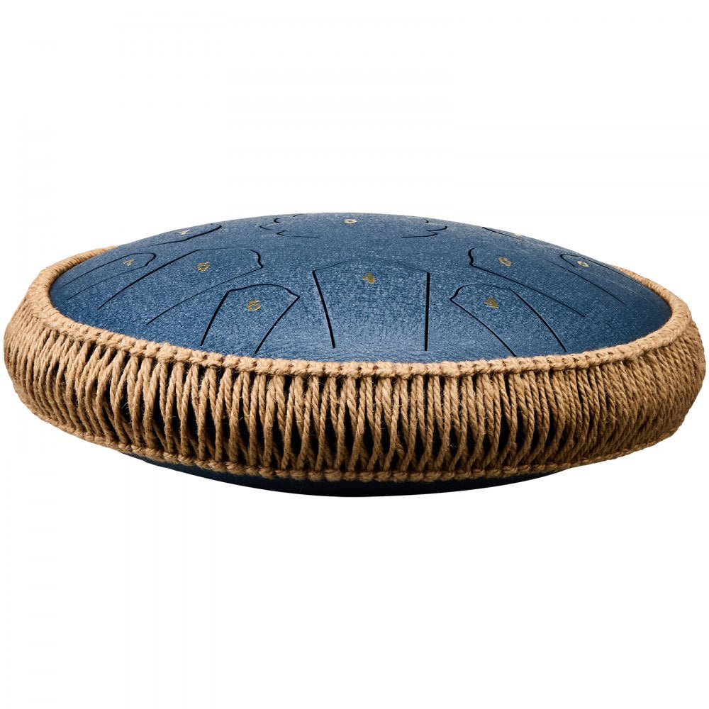 VEVOR Steel Tongue Drum, 14 in & 15 Notes, Rain Drum for Outside Garden, C Major Key, Tank Drum with 2 Mallets & Carry Bag, Hand Pan Drum Percussion Instrument for Musical Education Yoga, Navy Blue