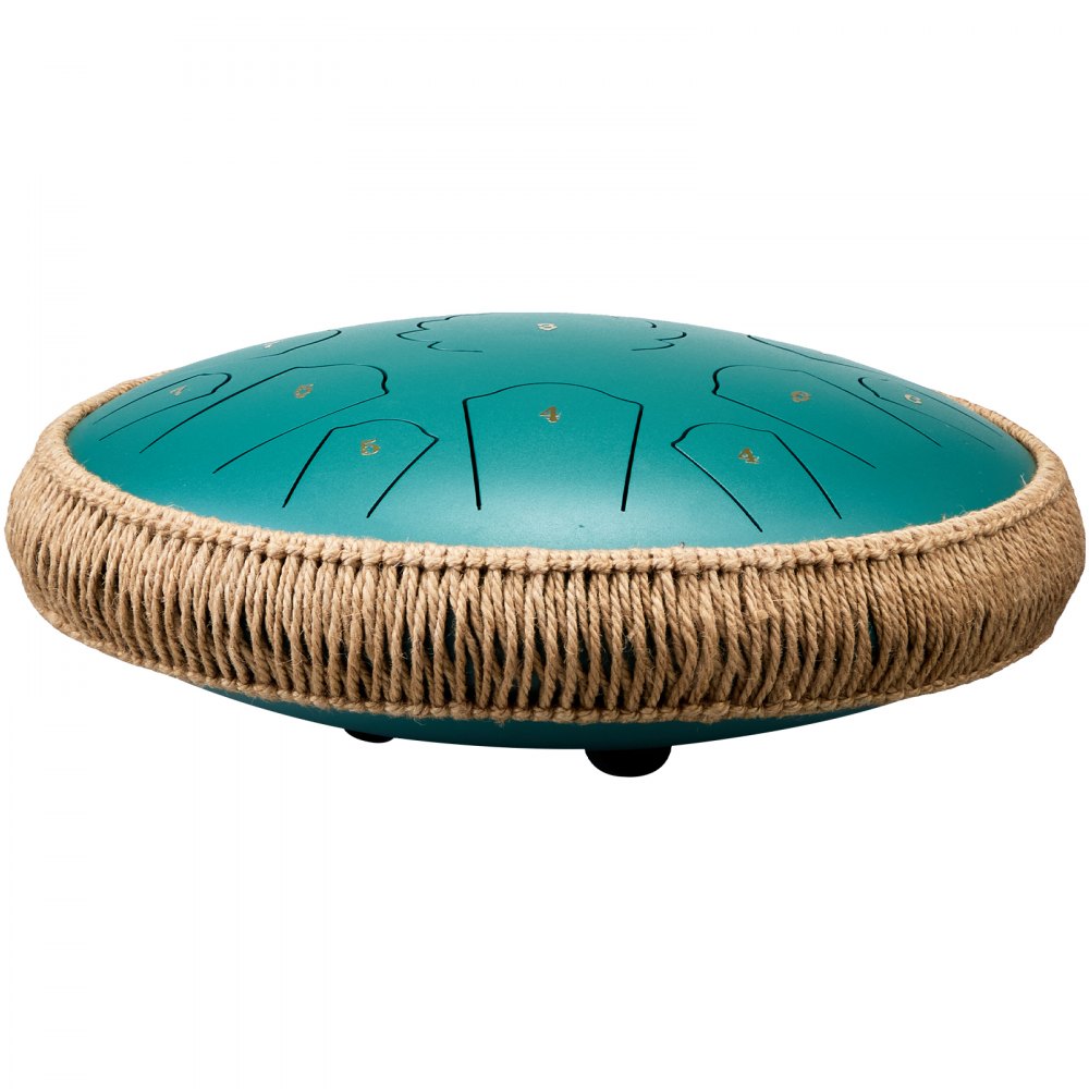 VEVOR Steel Tongue Drum, 14 in & 15 Notes, Rain Drum for Outside Garden, D Major Key, Tank Drum with 2 Mallets & Carry Bag, Hand Pan Drum Percussion Instrument for Musical Education Yoga, Green