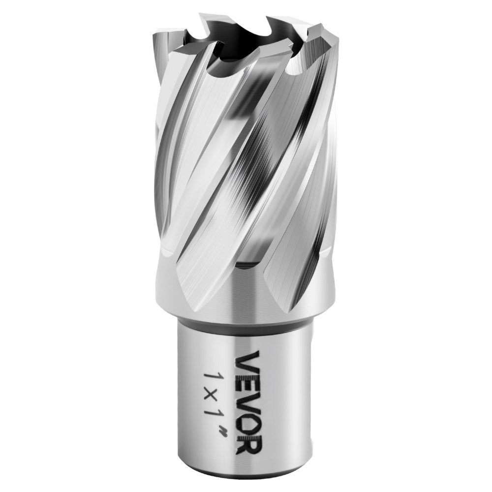 VEVOR Annular Cutter Set, 4 pcs Weldon Shank Mag Drill Bits Kit, 1" Cutting Depth, 1" Cutting Diameter, HSS, 2 Drill Bits with 2 Pilot Pins and Plastic Cases, for Magnetic Drills, Steel, Aluminum
