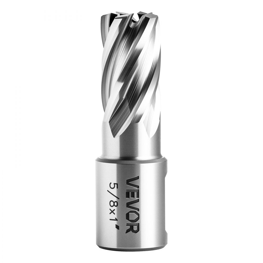 VEVOR Annular Cutter Set, 5 pcs Weldon Shank Mag Drill Bits Kit, 1" Cutting Depth, 5/8" Cutting Diameter, HSS, 3 Drill Bits with 2 Pilot Pins and 3 Plastic Cases, for Magnetic Drills, Steel, Aluminum