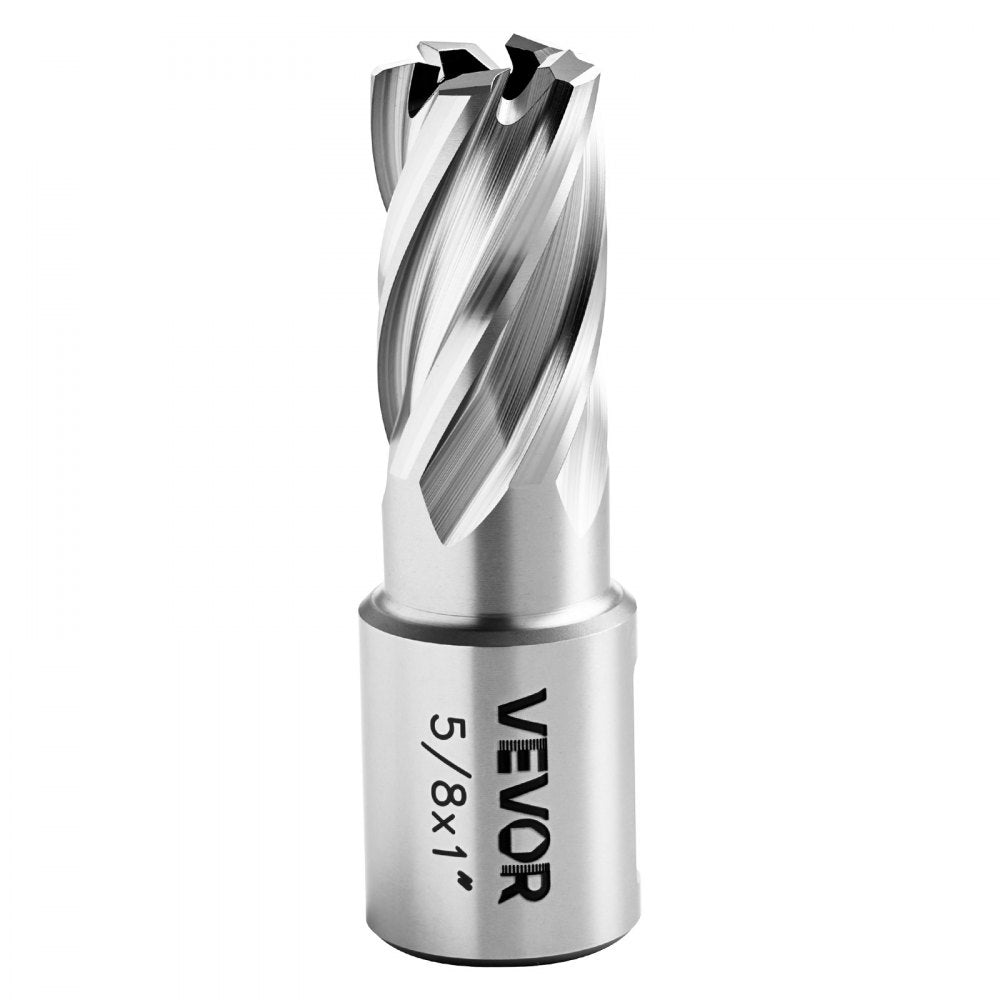 VEVOR Annular Cutter Set, 5 pcs Weldon Shank Mag Drill Bits Kit, 1" Cutting Depth, 1/2", 5/8", 1" Cutting Diameter, HSS, 3 Drill Bits with 2 Pilot Pins and 3 Plastic Cases, for Magnetic Drills, Steel
