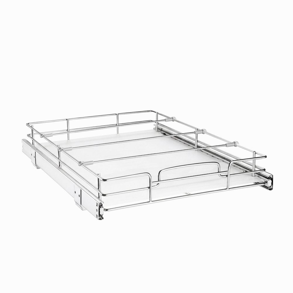 VEVOR Pull Out Cabinet Organizer 15.16"W x 20.98"D Steel Slide Out Drawers, for Kitchen Bathroom Pantry Home Organization, Chrome-Plated Finish, Heavy Duty Storage Sliding Shelves for Base Cabinets