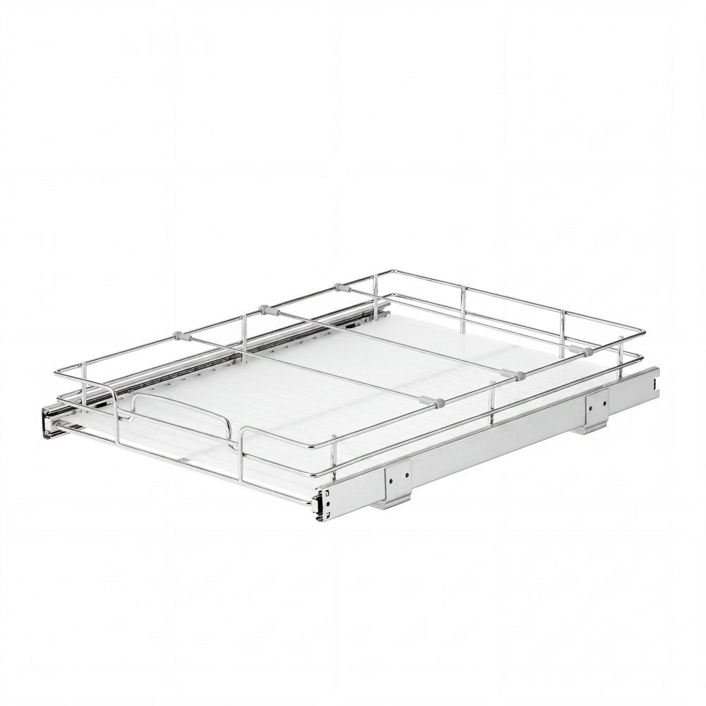 VEVOR Pull Out Cabinet Organizer 15.16"W x 20.98"D Steel Slide Out Drawers, for Kitchen Bathroom Pantry Home Organization, Chrome-Plated Finish, Heavy Duty Storage Sliding Shelves for Base Cabinets