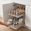 VEVOR 2 Tier Pull Out Cabinet Organizer 16.97"W x 21.22"D Slide Out Drawers, for Kitchen Bathroom Pantry Organization, Chrome-Plated Finish, Heavy Duty Steel Storage Sliding Shelves for Base Cabinets