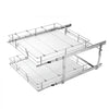 VEVOR 2 Tier Pull Out Cabinet Organizer 16.97"W x 21.22"D Slide Out Drawers, for Kitchen Bathroom Pantry Organization, Chrome-Plated Finish, Heavy Duty Steel Storage Sliding Shelves for Base Cabinets
