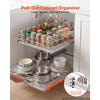 VEVOR 2 Tier Pull Out Cabinet Organizer 20"W x 21.22"D Slide Out Drawers, for Kitchen Bathroom Pantry Organization, Chrome-Plated Finish, Heavy Duty Steel Storage Sliding Shelves for Base Cabinets
