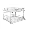 VEVOR 2 Tier Pull Out Cabinet Organizer 20"W x 21.22"D Slide Out Drawers, for Kitchen Bathroom Pantry Organization, Chrome-Plated Finish, Heavy Duty Steel Storage Sliding Shelves for Base Cabinets