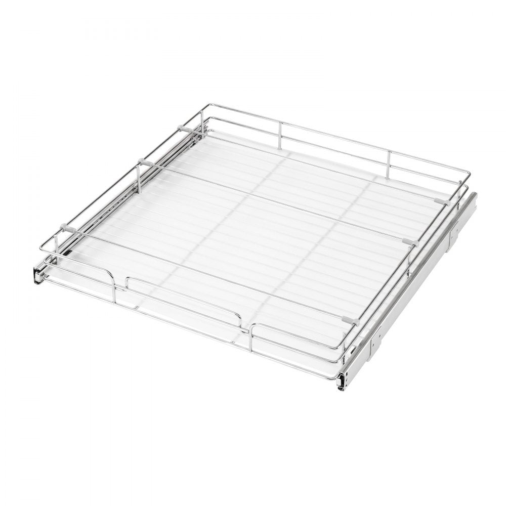 VEVOR Pull Out Cabinet Organizer 21.14"W x 20.98"D Steel Slide Out Drawers, for Kitchen Bathroom Pantry Home Organization, Chrome-Plated Finish, Heavy Duty Storage Sliding Shelves for Base Cabinets